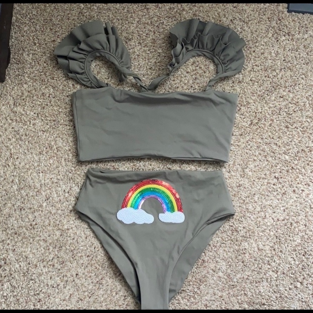 PORT DE BRAS Highs waist rainbow bikini bottom